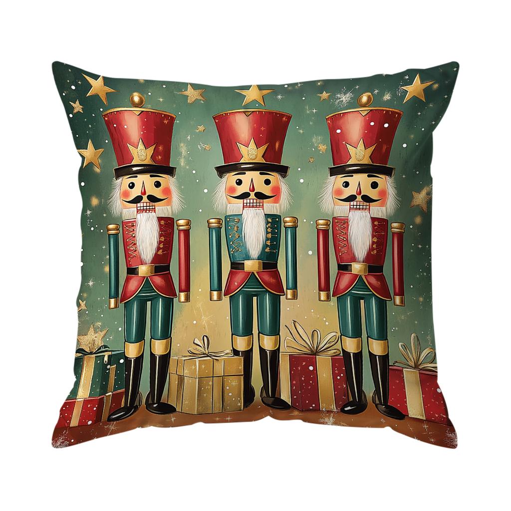Christmas Nutcracker Cushions Pillowcase Polyester Cushion Cover Throw Pillow Sofa Decoration Pillowcover Home Decor
