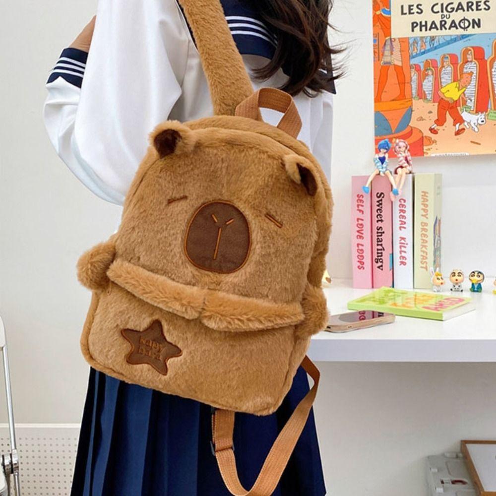 Big Capacity Capybara Crossbody Bag Large Capacity Capybara Plush Bag  Kids Birthday Gift