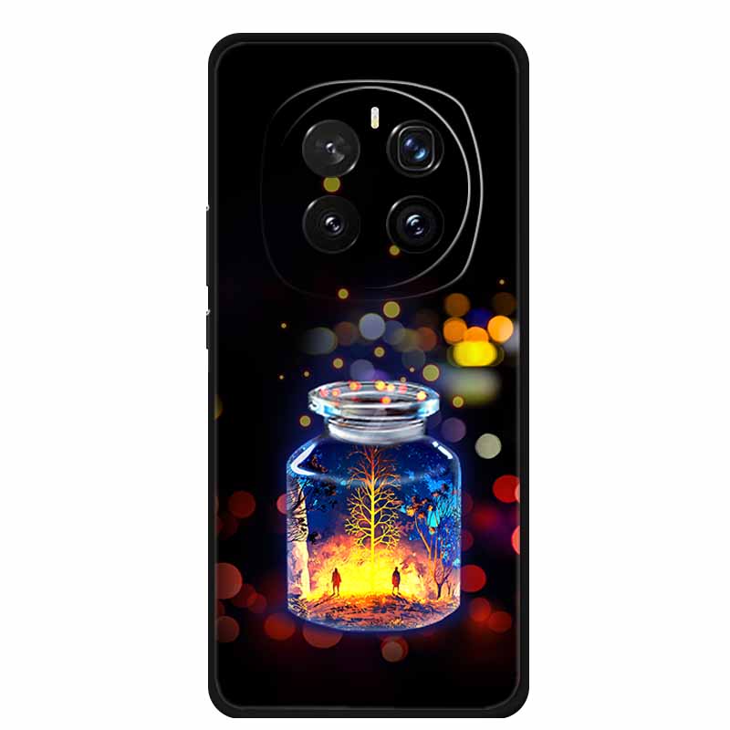 For Honor Magic 7 Case 7Pro Painted Cat Colorful Soft Edge Silicone Black Bumper For Honor Magic7 Pro Back Cover Magic7 5G Para