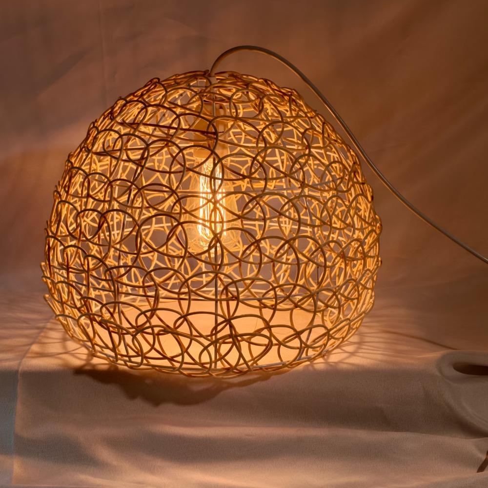 25cm Rattan Chandelier Round Bird's Nest House Straw Hat Bamboo Weaving Lamp Creative Pastoral Retro Balcony Restaurant Lamp