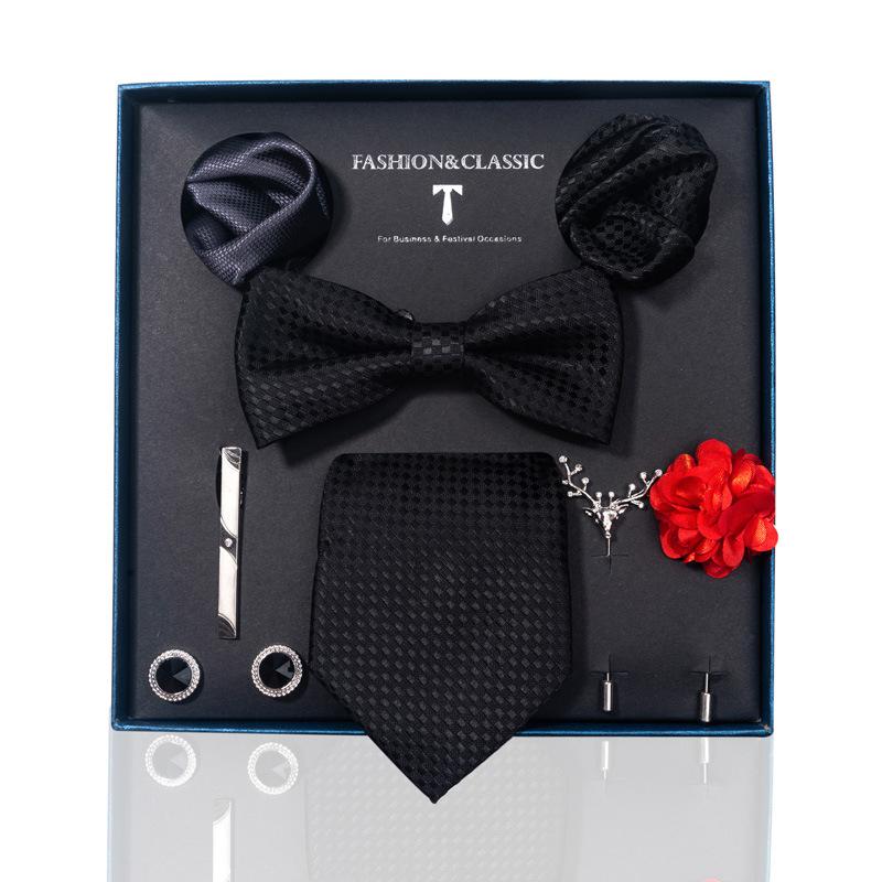 High-End Wedding Groom Tie Pocket Towel Corsage Gift Box Set Men'S Tie