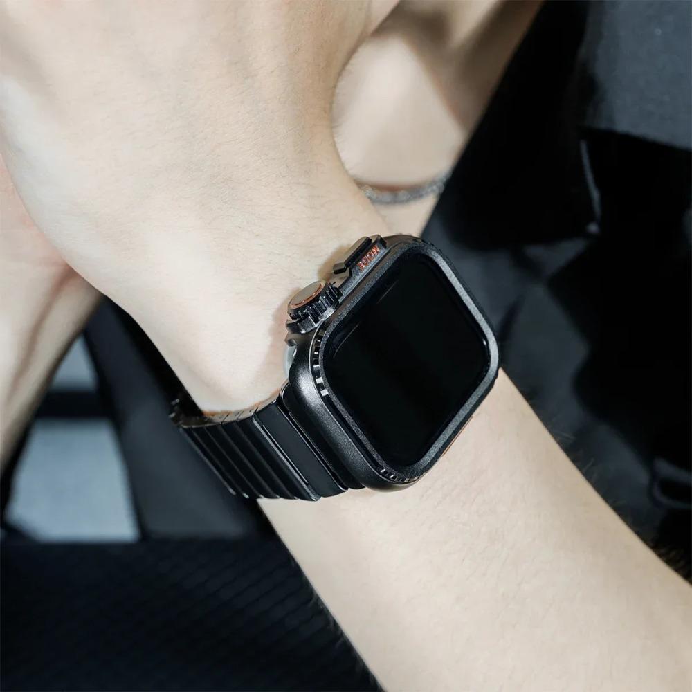 Custodia Metallica+Cinturino in Acciaio Inossidabile per Apple Watch Band Ultra 3 2 49mm 11 10 46mm Guscio Protettivo Upgrade Iwatch 9 8 7 SE 45mm 44