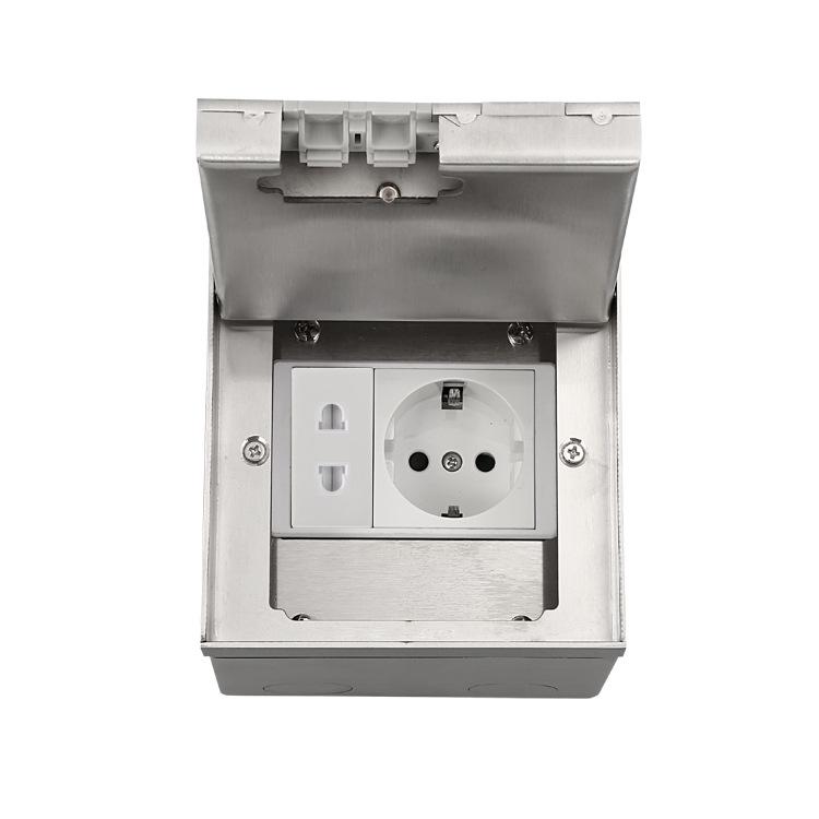 Marble Style UK Stainless Steel Embedded Floor Power Socket 13A
