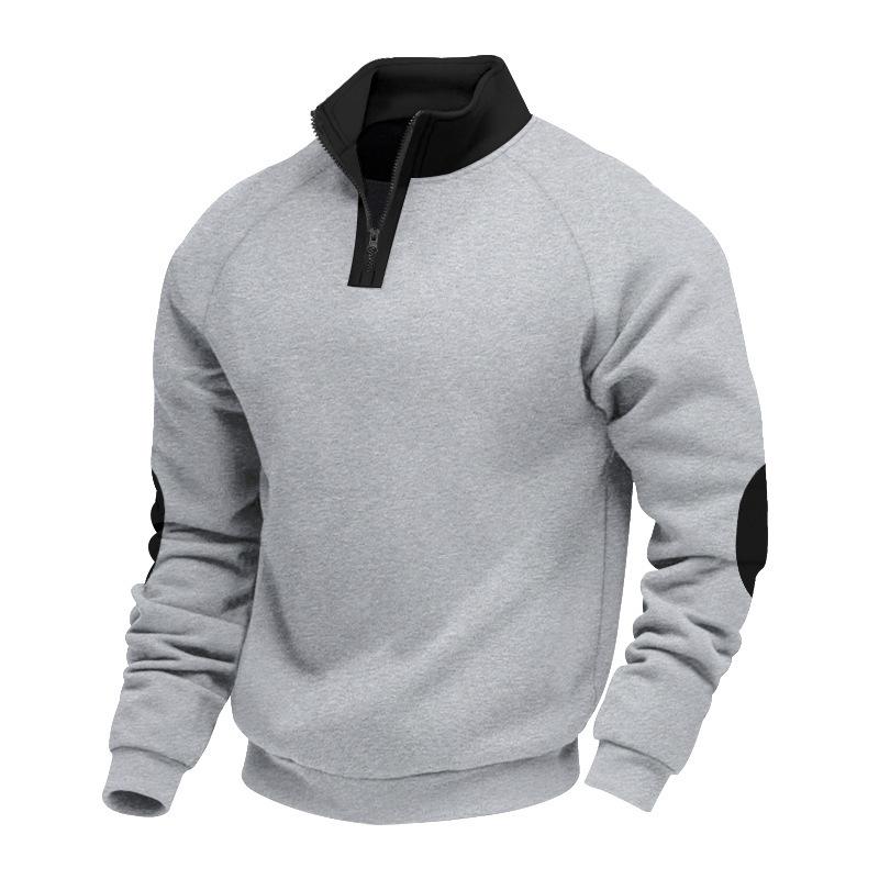New Color-blocking Spring and Autumn Loose Casual Plus Velvet Stand Collar Pullover Long-sleeved Sweatshirt