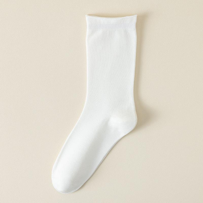

Female Spring and Summer Thin Boneless Loose Mouth Month In The Tube Stack Socks 1 pair чистый белый