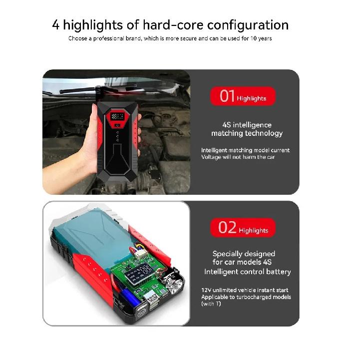 2026 Portable Car Jump Starter Power Bank Car Booster Charger 12V Starting Device Petrol Diesel Car Emergency Booster