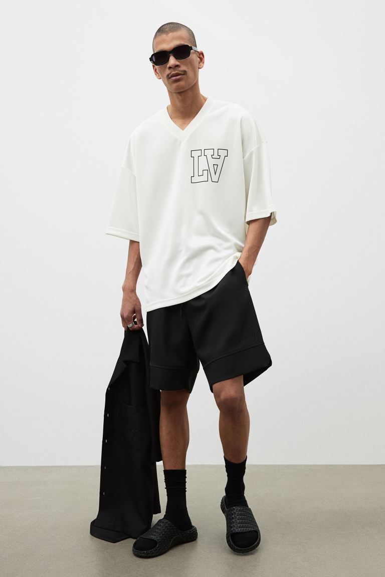 

HM Oversized-футболка из сетки с принтом, белая, Лос-Анджелес