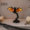 Dark Academia Bedroom Accessory Vintage Black Bat Table Lamp, Resin Gothic Decorative Night Light, Retro Desk Light Style Lamp for Living Room Office,