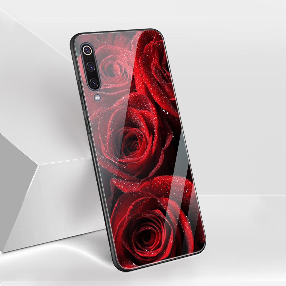 

Стеклянный чехол с цветком розы для Xiaomi Redmi Note 12 11 8 9 10 7 8A 10 9S 9C 10C Note 10 Pro 11T Pro Poco X3 F3 Mi 10 Pro Funda Capa Redmi Note 12S