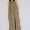 Crew Neck Pleated Neck Sleeveless Dress for Women's Summer Long Niche A-shaped Skirt for Women