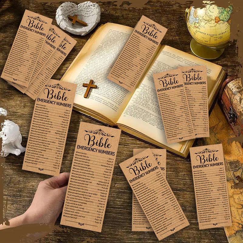 50Pcs Christian Gift Religious Bible Verse Bookmark Bible Emergency Numbers Bookmark Christian Bookmarks For Church Welcome