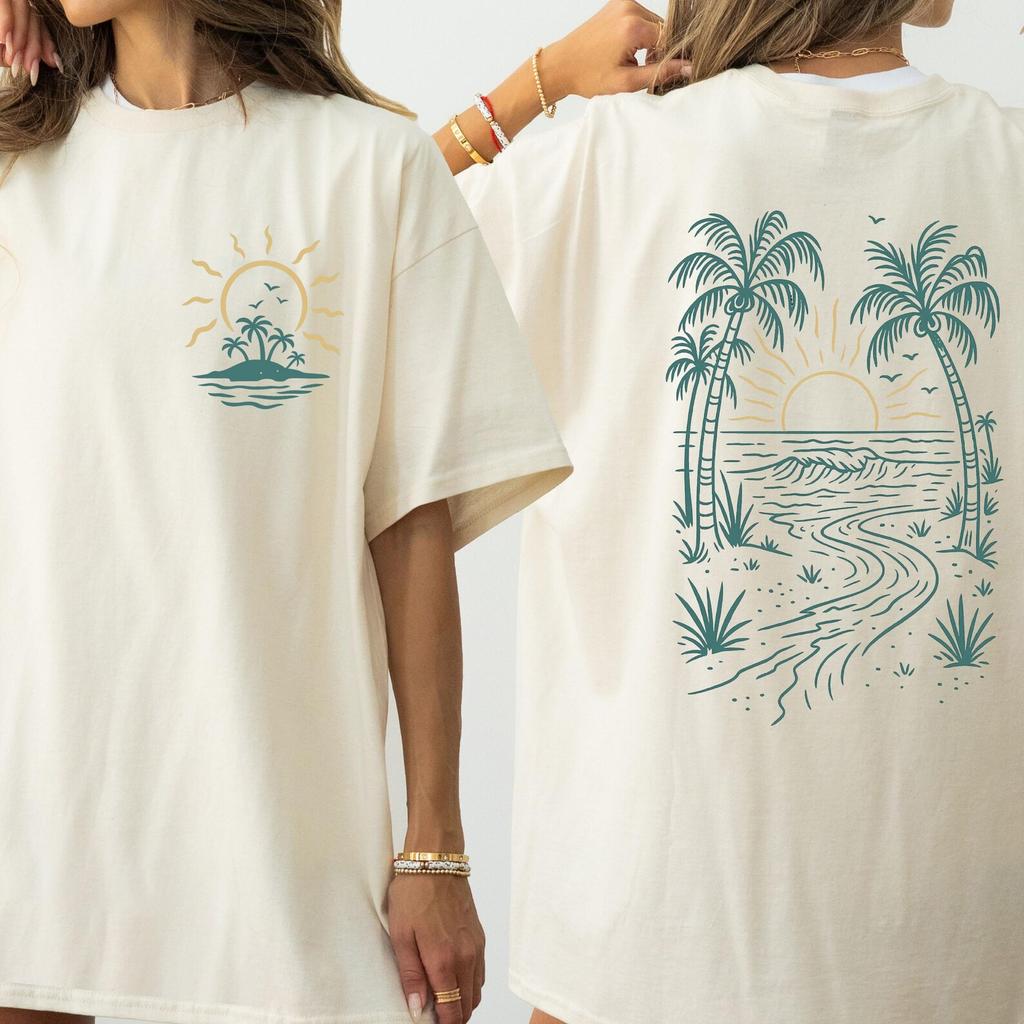 Comfort Colors® Sunset Beach Shirt, Summer Shirt, Palm Tree Shirt, Ocean Lover Gift, Summer Vacation Shirt