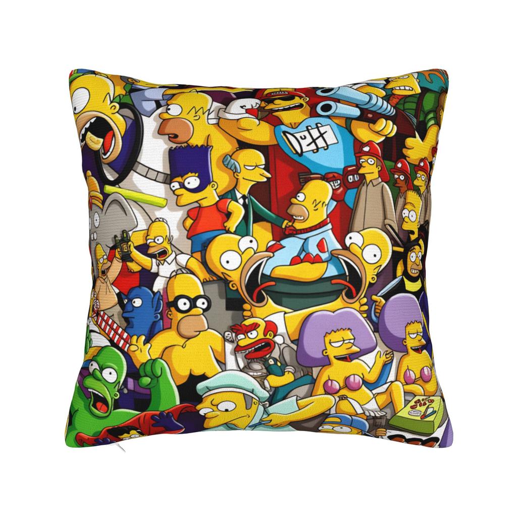S-Simpsons Characters Group Portrait Pillow Cover Custom Cushion Cover Retro Trendy Pillow Case For Living Room Chair