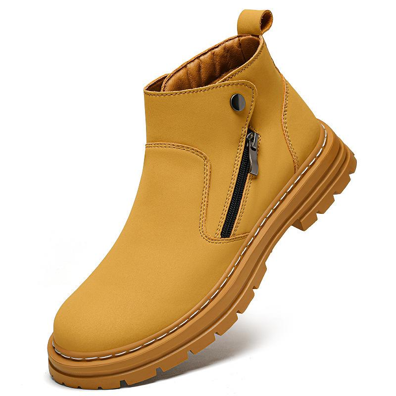 Men's Genuine Leather Plus Size Martin Boots 45-50, High-Top Yellow Chelsea Boots