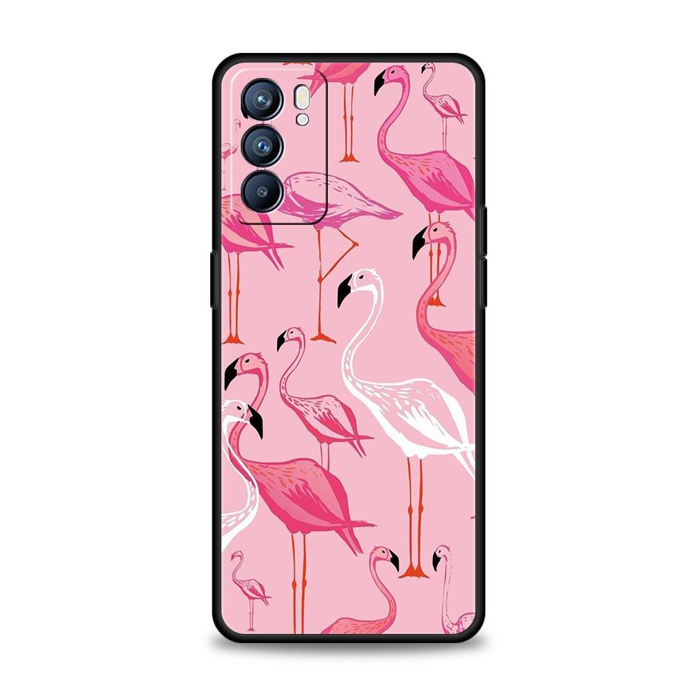 

Розовый, красный чехол с фламинго для телефона Oppo A54 A53 A52 A9 2020 A15 A95 A16 A76 A74 A12 Find X5 Reno7 SE Reno6 Pro Plus 5G, черный чехол Oppo A53