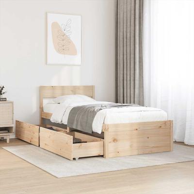 Vidaxl Bed Frame Without Mattress, 75X190 Cm, Solid Pine Wood