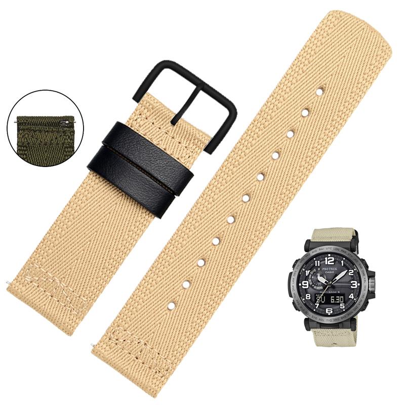 Voor Casio PRG-600YB PRG-650 PRW-6600 GA2000 Nylon Band Waterdichte Polshorlogeband Armband Nylon Horlogeband langere Band 24mm