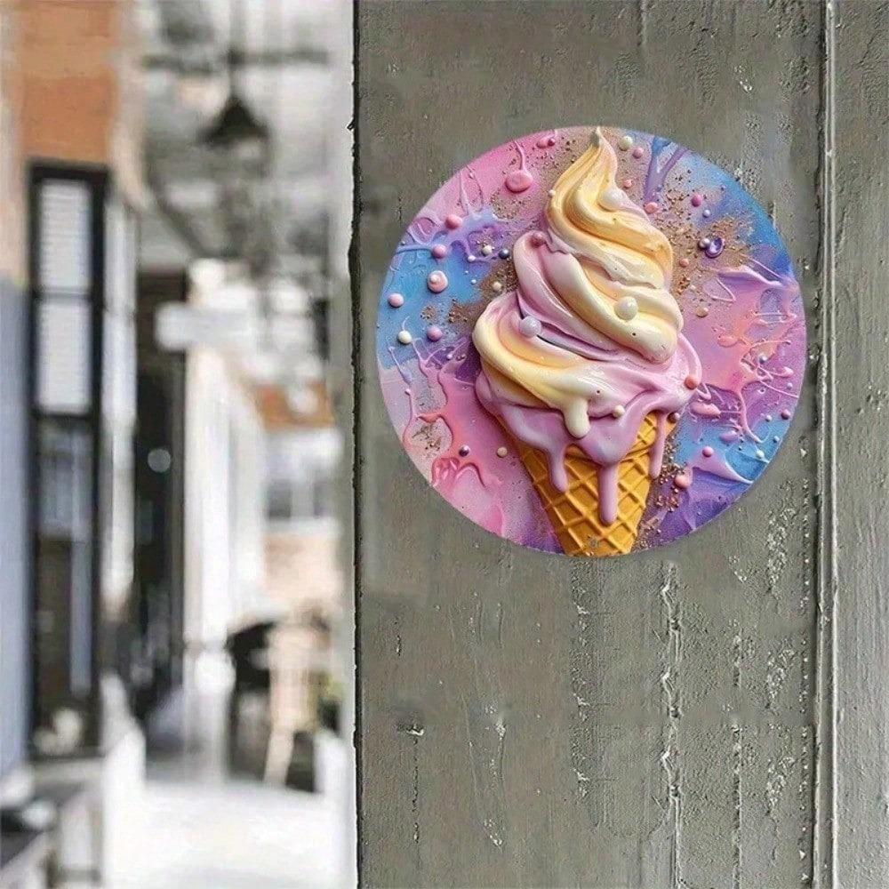 Vintage Ice Cream Tin Sign Rustic Wall Decor for Bedroom Man Cave Durable Hanging Art