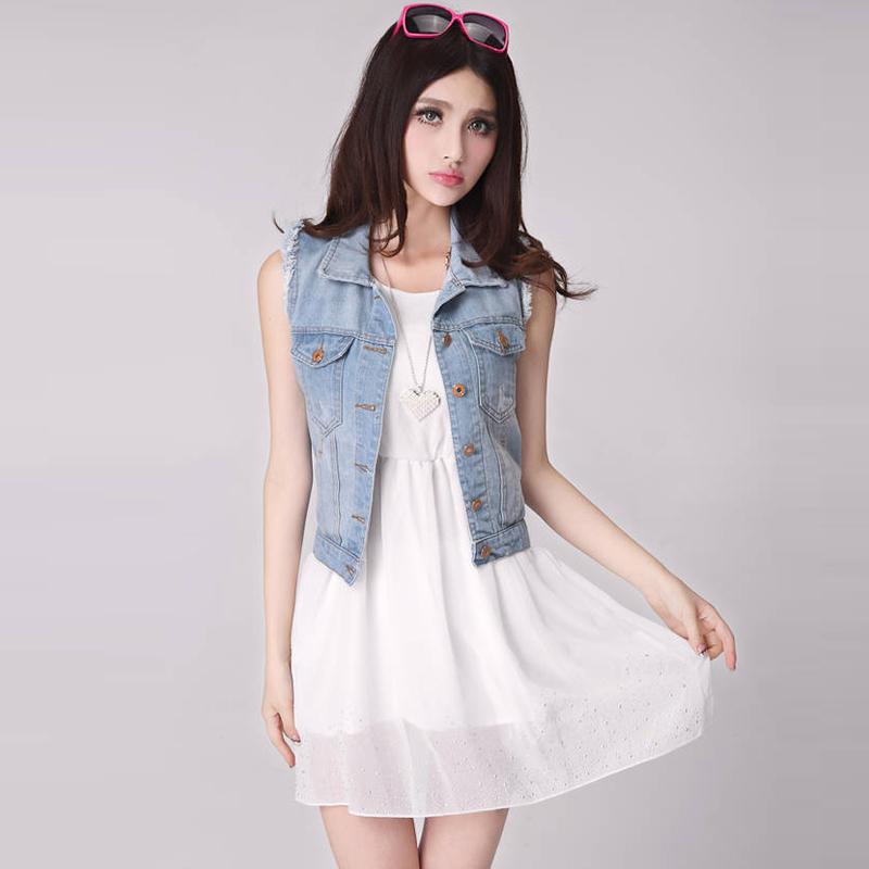 Buy Denim Jacket Women Tops Sleeveless 
