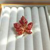 Elegant Red Maple Leaf Brooch for Women: Luxurious, Versatile Autumn/Winter Suit Accessory