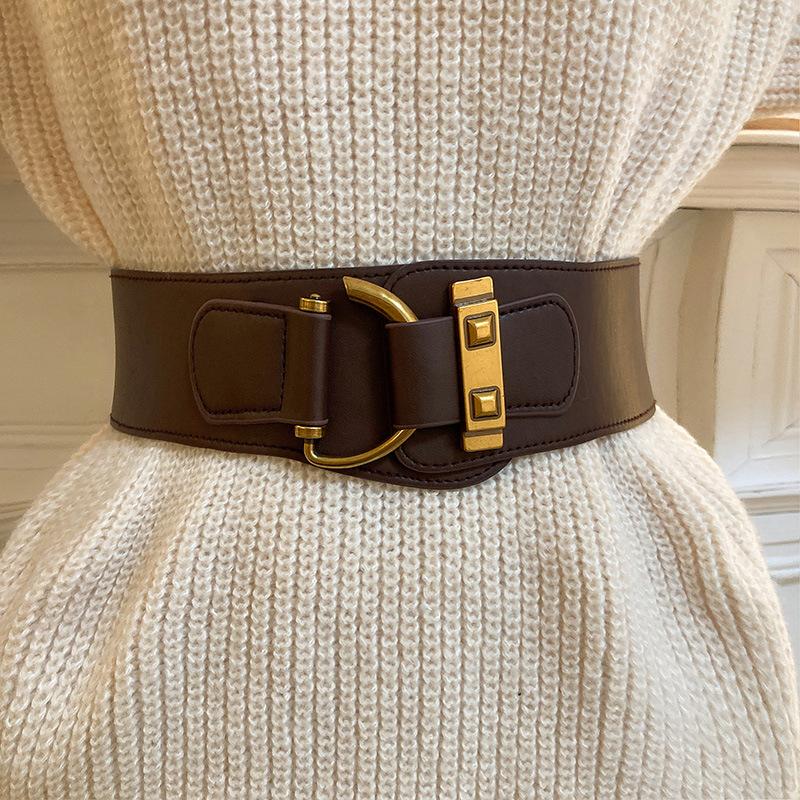 Simple leather elastic belt belt belt European and American retro temperament waist chain feeling versatile waist seal