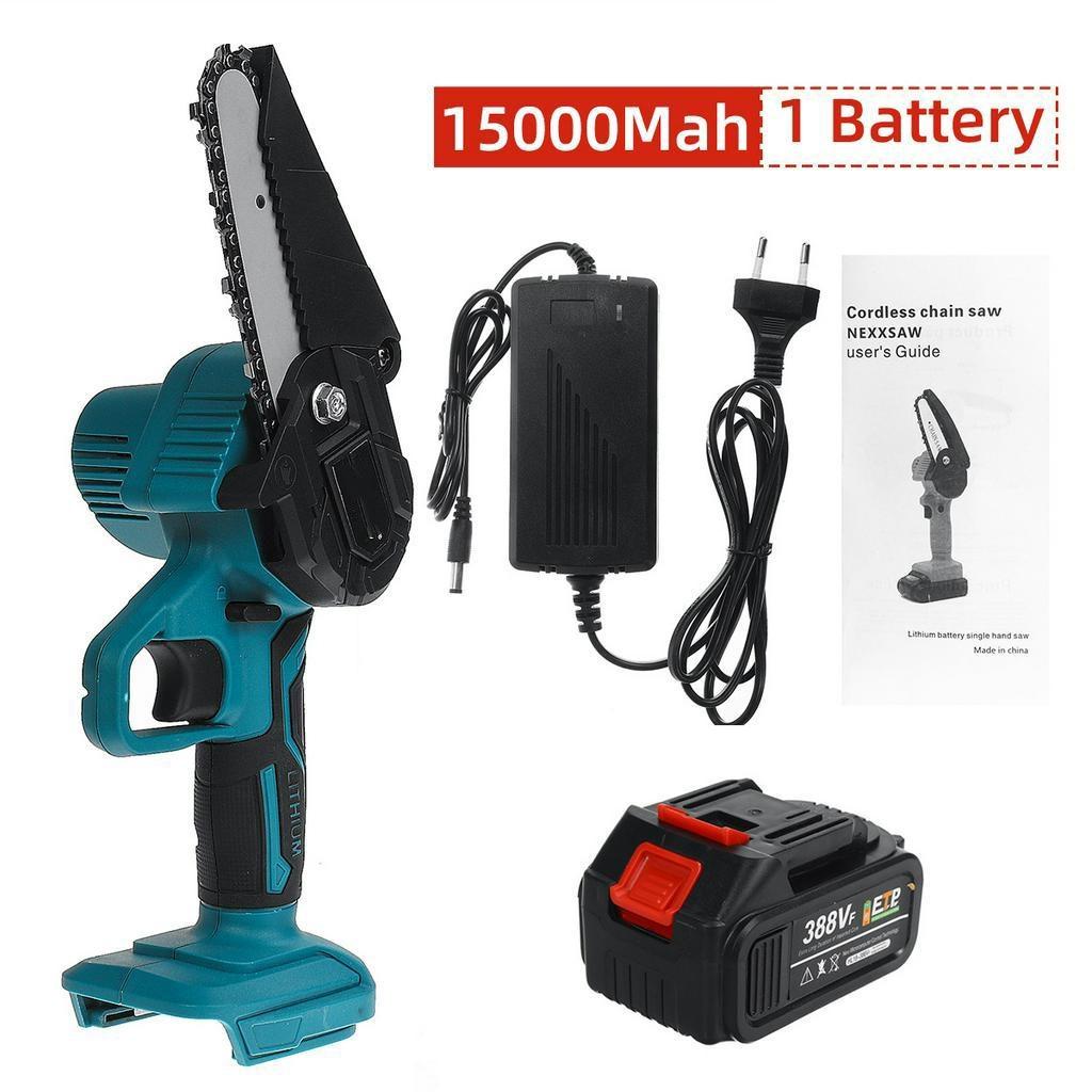 Mini Akku-Elektrosäge 4 Zoll Holzbearbeitungs-Kettensäge mit 2 Stück Lithium-Batterie Zum Entasten Holzschneidewerkzeuge 26V