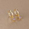 Simple Multicolor Stone Gold Color Matel Small Dangle Earring For Women Sweet Round Pendant Stainless Steel Fashion Jewelry Gift