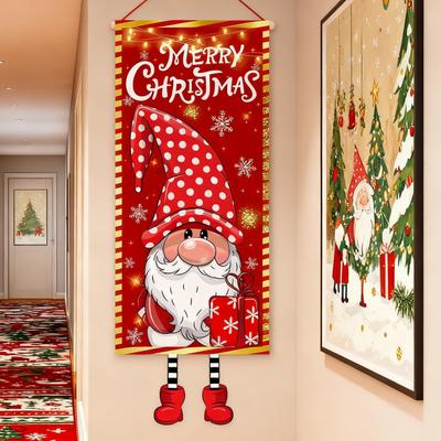 Christmas Door Banner Santa Holiday Decorations Photography Banner For Home Kitchen Apartment School Storefront Entrance Winter