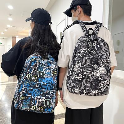 Middle School Students' Large Capacity School Bag Unisex Waterproof Backpack Graffiti Print Backpack