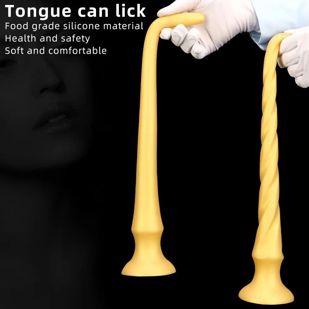 Golden Silicone Soft Extra Long Anal Plug Anal Expansion Masturbator Adult Sex Toy Fisting Plug Tail Slave BDSM