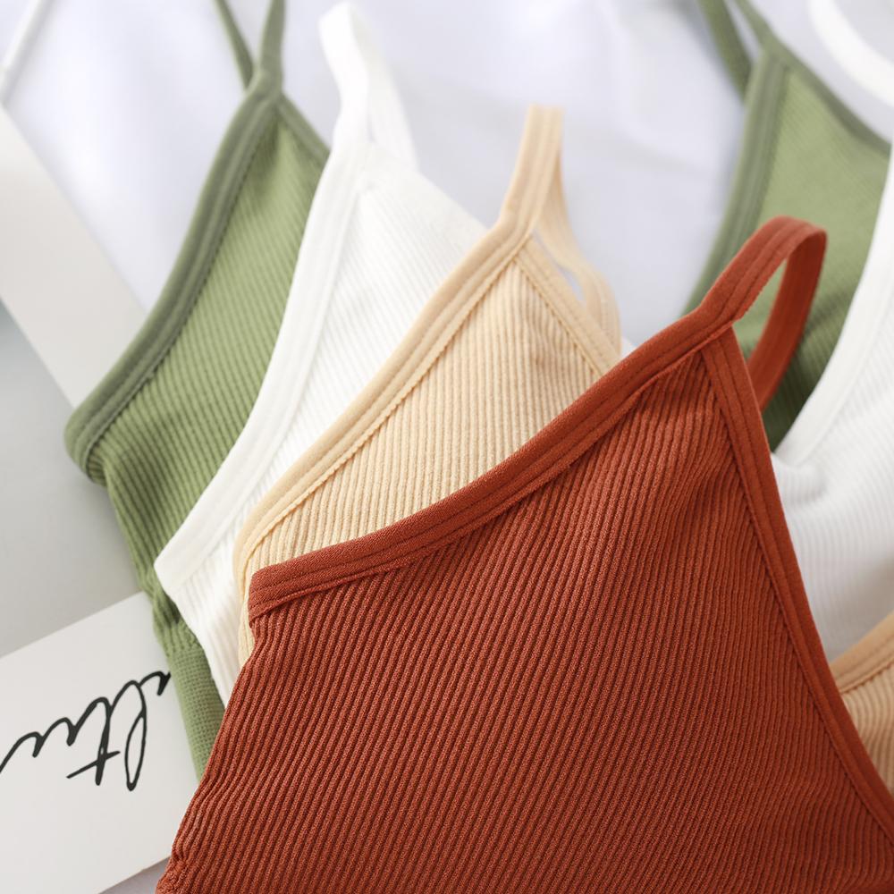 Mulheres Tank Crop Top Sem Costura Sem Costura Deep V Camisole Underwear Anti-Exposição Tubo Top Removível Camisola