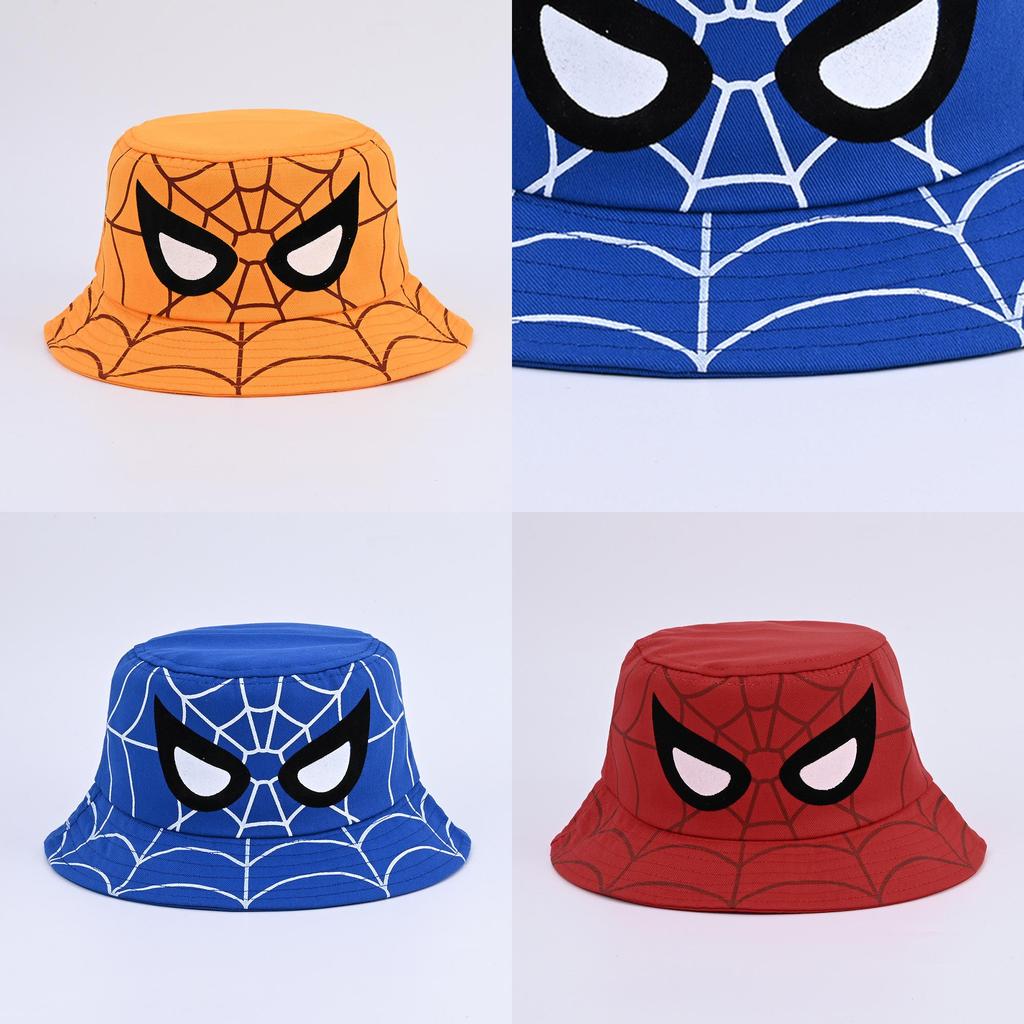 Cartoon Spider Fisherman Hat With Sun Protection For Kids Outdoor Summer Casual Wear