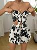 2025 European & American Strappy Bandeau Women's Printed Fashion Set with Chains