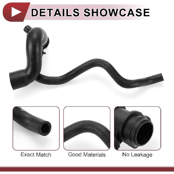 1 Pcs Radiator Coolant Hose for BMW 328i 2012-2016 428i 2014-2016 Engine Water Pump To Engine Inlet Water Hose No.11537639997 Black Rubber