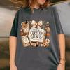 Fueled By Coffee and Jesus T Shirt Casual Round Neck Printed Fall Christian Bible Design T-shirts Women Vintage Washed Tees