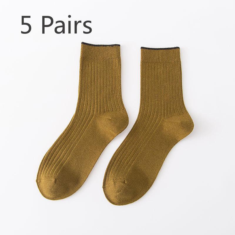 

5 пар мужских осенне-зимних толстых теплых коммерческих носков из чистого хлопка 7A с антибактериальными свойствами и против запаха 5 Pairs жёлтый
