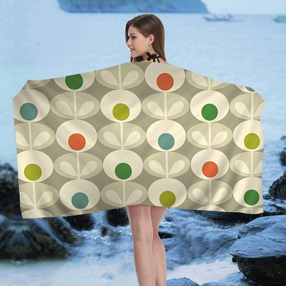 

Orla Kiely Leaf Flower Big Microfiber Beach Towels Quick Dry Towel Sand Beach Towels Pool Towel for Travel Swim Pool Yoga W40*H60(CM)