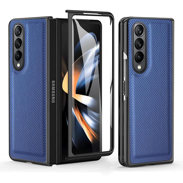 Nicht-Fingerabdruck-Kohlefaser-Hülle für Samsung Galaxy Z Fold 4 Fold4 Fold3 Fold2 5g Fold 3 2 Glasschutzfolie Cover Funda