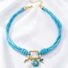 Boho Ocean Braided Cord Necklace - Blue Enamel Starfish & Seahorse Pendant Choker Summer Beach Y2K  Jewelry For Women