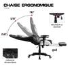 Fauteuil De Bureau - Gamer - Réglable - Repose-pieds - Coussin De Tête - Coussin Lombaire - Blanc
