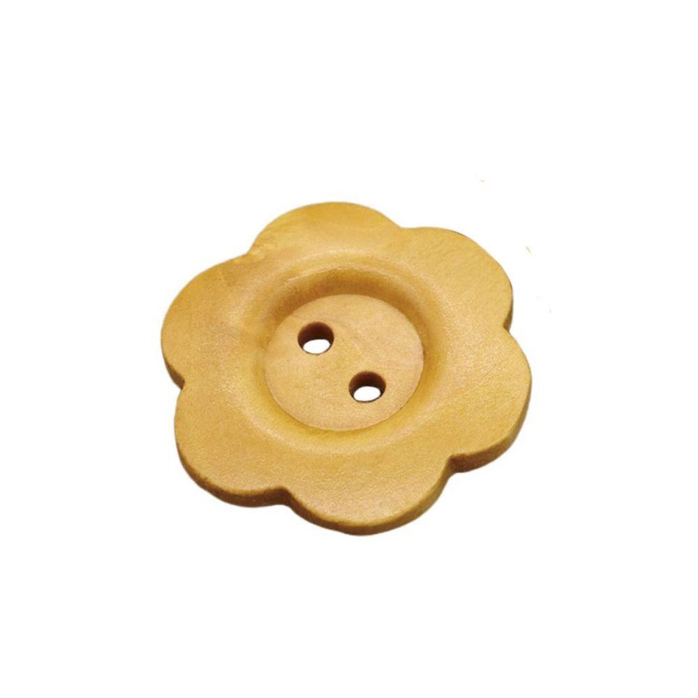 50PCS Round Clothing Button Flower Shaped Sewing Button Overcoat Wood Buttons  Clothing Sewing