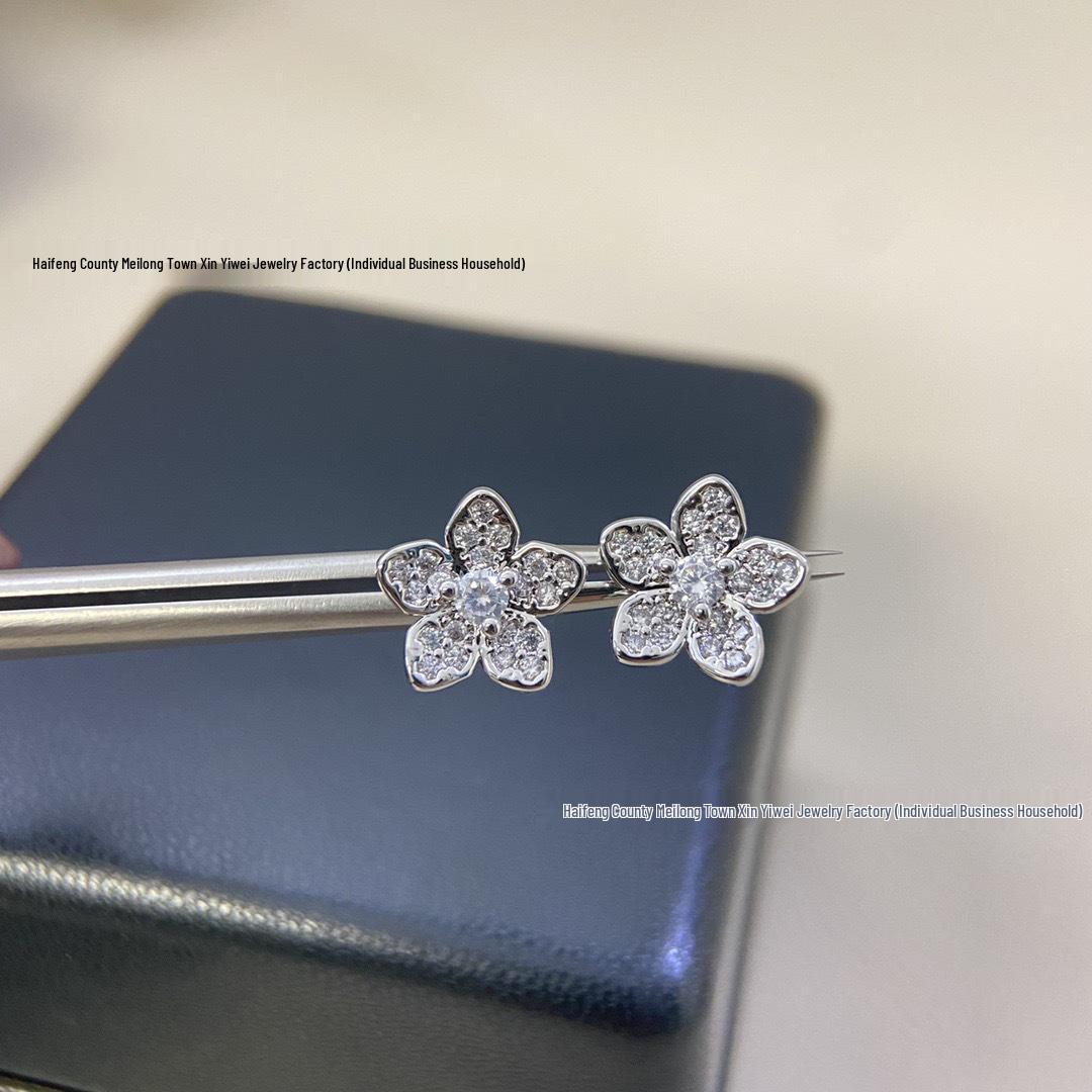 Роскошные серьги-гвоздики в виде цветка с полным бриллиантовым покрытием для женщин - Элегантный подарок