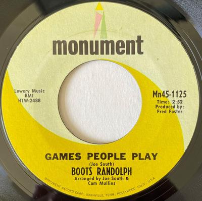 Płyta 7-calowa BOOTS RANDOLPH - Games People Play MN451125 Monument 1969 US Folk Używana