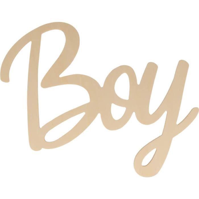 Mot décoratif - Mot Boy - 25x16 cm - Bois massif - Beige - Contemporain