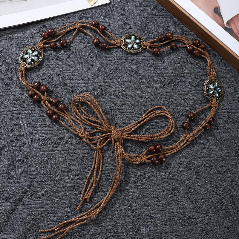 Bohemian ethnic style woven butterfly waist rope with accessories, waist chain decoration, belt, waist belt, dress with waistban