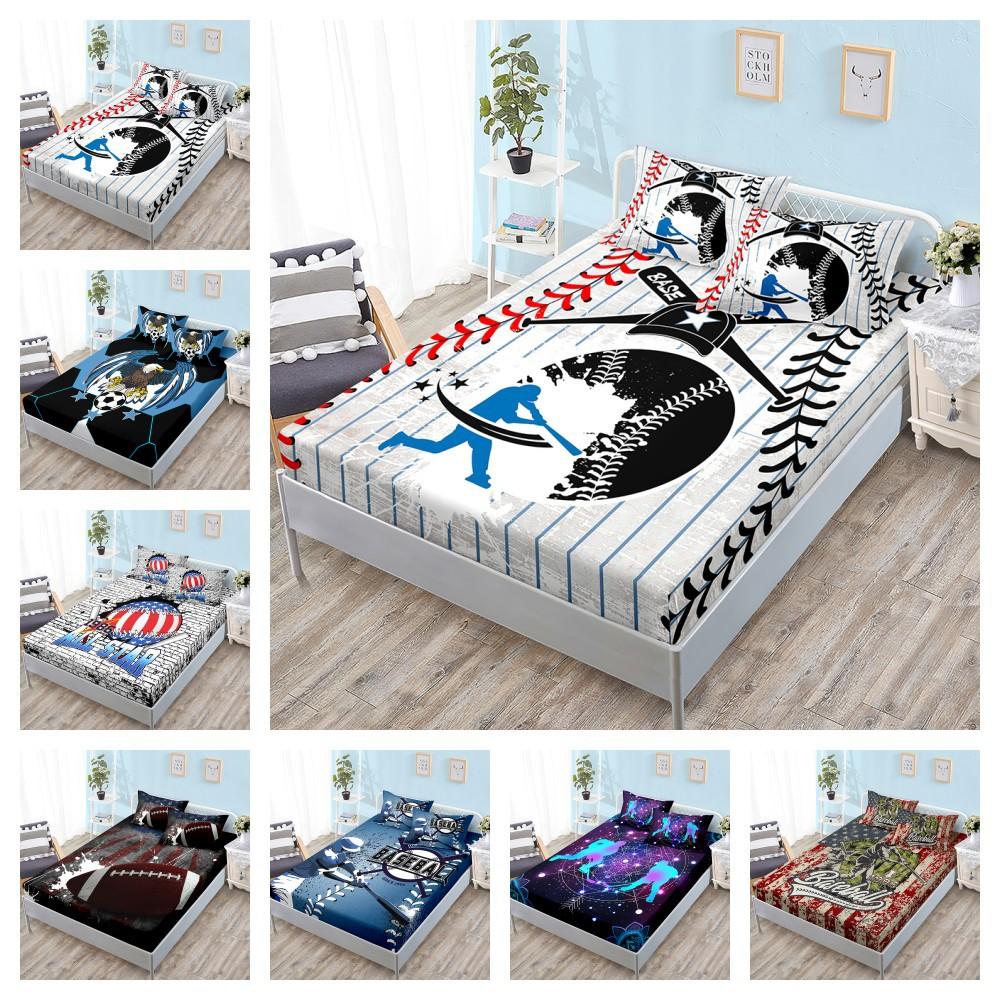 Baseball Sports Mattress Kit Three-Piece Bed Sheet All-Inclusive Mattress Cover Mattress Protective Cover