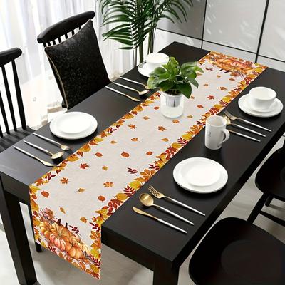 Thanksgiving Fall Pumpkins Maple Leaves Linen Table Runner Dresser Scarf Decor Autumn Kitchen Dining Table Runners Party Decor