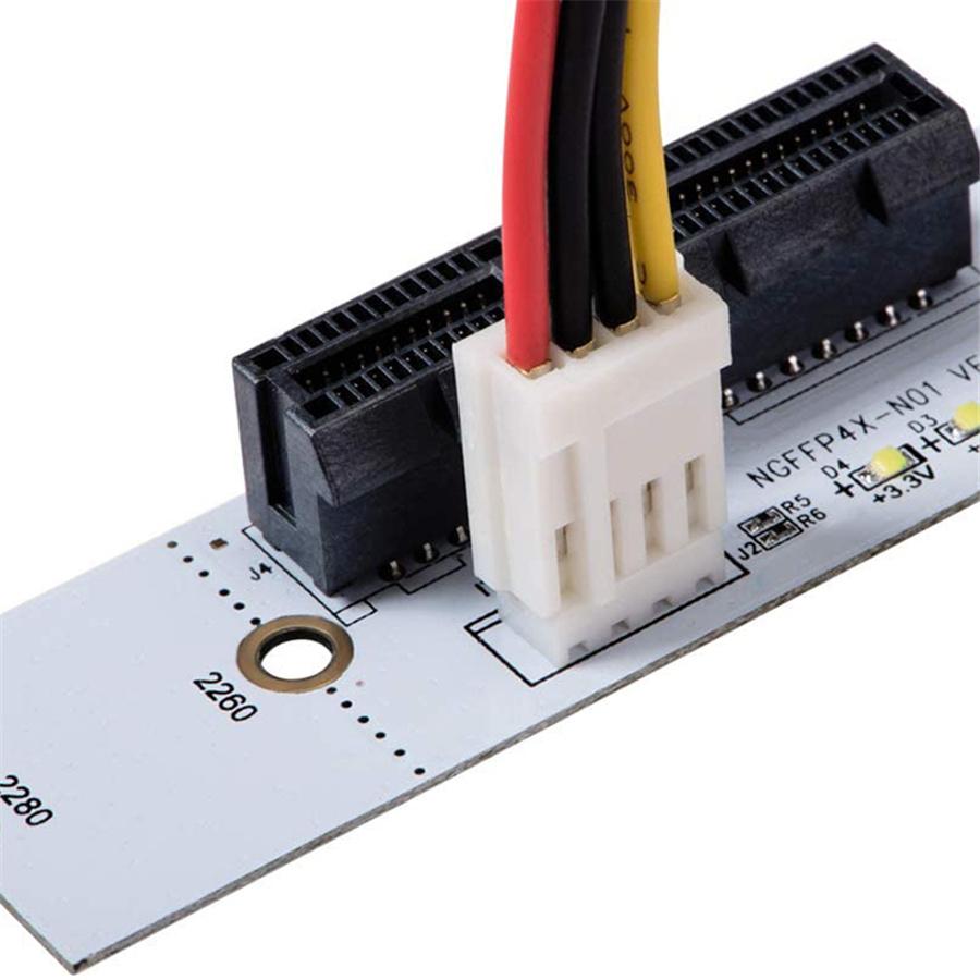 2 Set M.2 Key M NGFF to PCI-E 4X Adapter Converter Card w/ 4-Pin Power Cable Kit