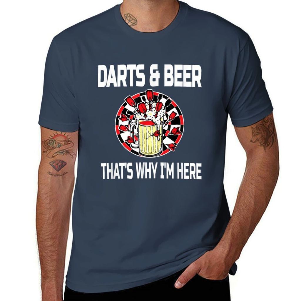 Darts And Beer Thats Why Im Here Tshirt Large Size Loose Casual Tee
