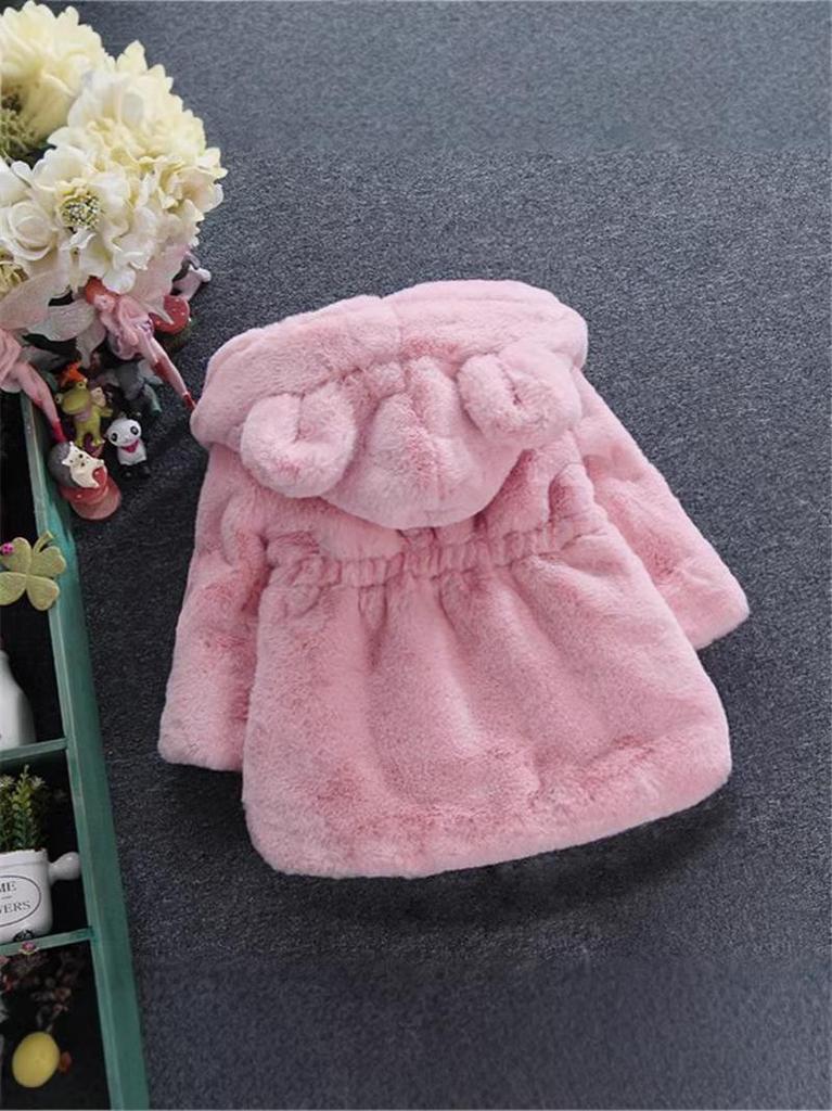 Autumn & Winter Furry Bunny Ear Sweater Coat for Toddlers and Girls - New Style Cotton Padding.
